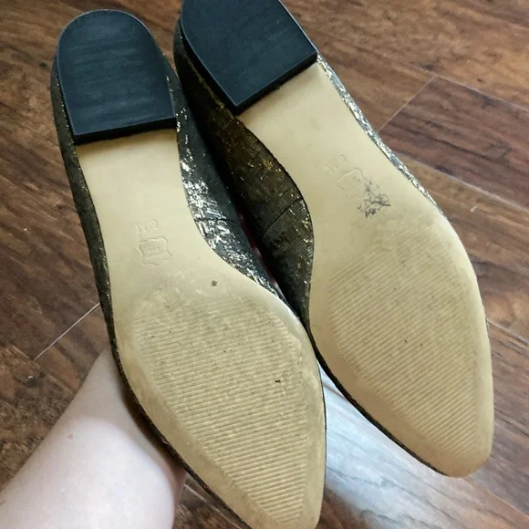 Talbots Gold Textured Ballet Flats - Picture 2 of 6